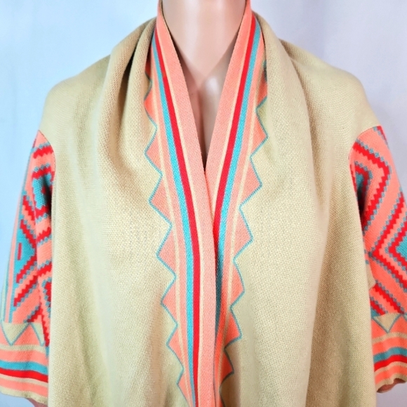 Haute Hippie Tan Cape Shawl Sz XS/S - Picture 3 of 7